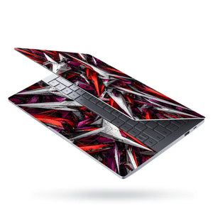 Abstract Spikes Red White Purple Laptop Skin - View 3