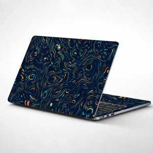 Abstract Swirling Colors On Dark Background Laptop Skin - View 1
