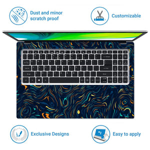 Abstract Swirling Colors On Dark Background Laptop Skin - View 5