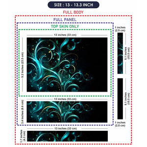 Abstract Teal Glowing Floral Vector Swirls Laptop Skin - View 6