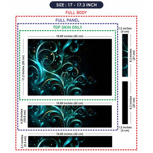 Abstract Teal Glowing Floral Vector Swirls Laptop Skin - View 9