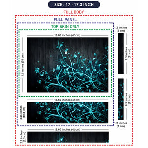 Abstract Teal Glowing Vines on Dark Wood Laptop Skin - View 9