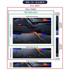 Abstract Tech Carbon Orange Blue Lines Laptop Skin - View 8