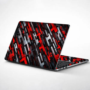 Abstract Tech Red Bars Circuit Laptop Skin - View 1