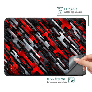Abstract Tech Red Bars Circuit Laptop Skin - View 4