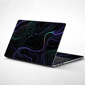 Abstract Topographic Lines Purple Teal Laptop Skin - View 1