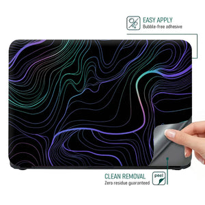 Abstract Topographic Lines Purple Teal Laptop Skin - View 4