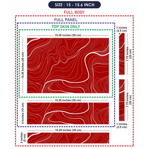 Abstract Topographic Lines White Red Laptop Skin - View 8