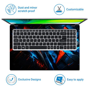 Abstract Triangles Orange Blue Energy Laptop Skin - View 5