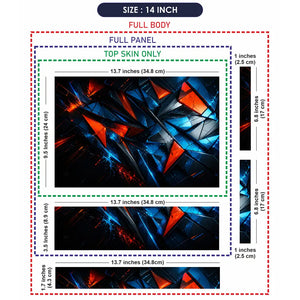 Abstract Triangles Orange Blue Energy Laptop Skin - View 7