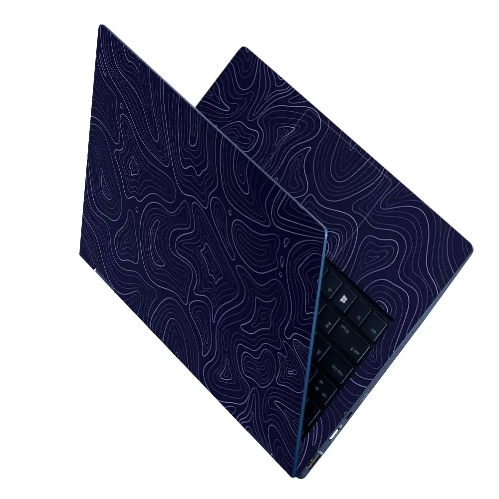 Abstract Wavy Lines On Dark Background Laptop Skin - View 2