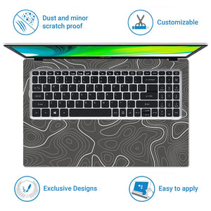 Abstract White Line Patterns On Dark Background Laptop Skin - View 5