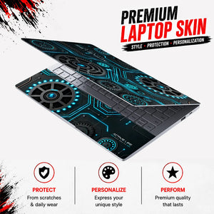 Active Life Cyan Gears Laptop Skin - View 3