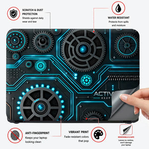 Active Life Cyan Gears Laptop Skin - View 4