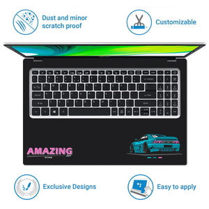 Amazing Stance Teal Sports Car Laptop Skin - View 5