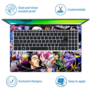 Anime Character Collage in Vibrant Colors Laptop Skin - View 5