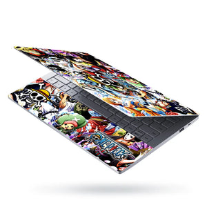 Anime Collage One Piece Logo in Center Laptop Skin - View 3