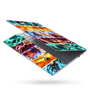 Anime Crossover Five Heroes Energy Panels Laptop Skin - View 3
