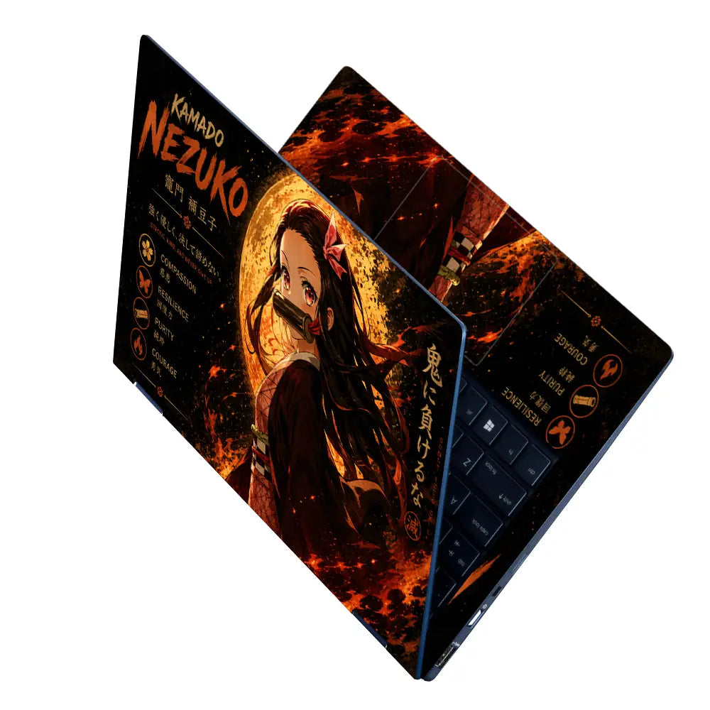 Anime Demon Slayer Nezuko Moon Strength Laptop Skin - View 2