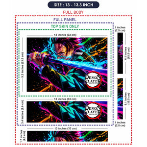 Anime Demon Slayer Tanjiro Neon Splash Laptop Skin - View 6