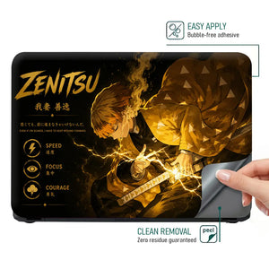 Anime Demon Slayer Zenitsu Strike Lightning Laptop Skin - View 4