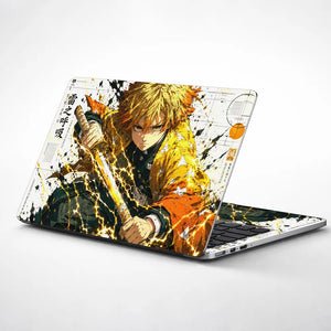 Anime Demon Slayer Zenitsu Sword Draw Yellow Laptop Skin - View 1