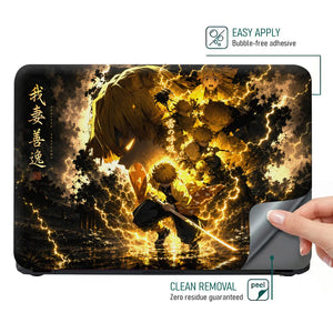 Anime Demon Slayer Zenitsu Thunder Sword Crouch Laptop Skin - View 4