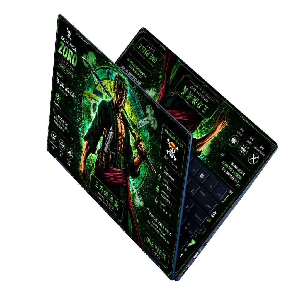 Anime One Piece Zoro Greatest Swordsman Card Laptop Skin - View 2