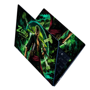 Anime One Piece Zoro Neon Green Stance Laptop Skin - View 2