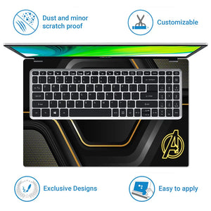 Avengers Gold Black Logo Laptop Skin - View 5