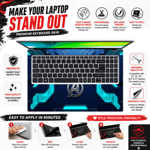 Avengers Logo Cyan Circuit Laptop Skin - View 5