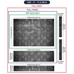 Black Silver Floral Tile - Metallic and Textured Finish Laptop Skin - View 9