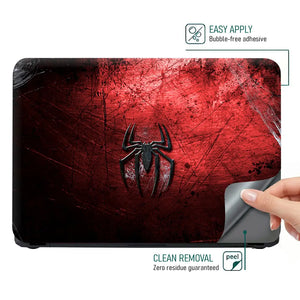 Black Spider on Red Shaded Background Laptop Skin - View 4