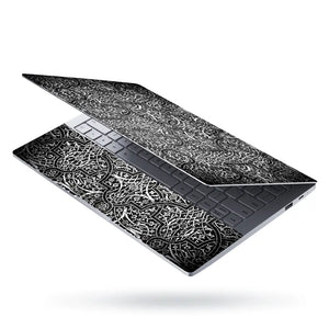 Black White Arabesque Tile - Metallic and Textured Finish Laptop Skin - View 3