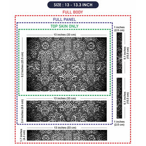 Black White Arabesque Tile - Metallic and Textured Finish Laptop Skin - View 6