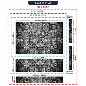 Black White Arabesque Tile - Metallic and Textured Finish Laptop Skin - View 7