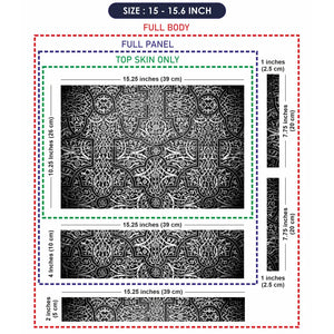 Black White Arabesque Tile - Metallic and Textured Finish Laptop Skin - View 8