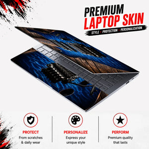 Blue Ibanez Quilted Guitar Wood Laptop Skin - View 3