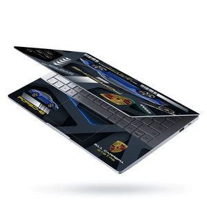Blue Porsche 911 Carrera GTS RS Dark Topographic Design Laptop Skin - View 3