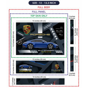Blue Porsche 911 Carrera GTS RS Dark Topographic Design Laptop Skin - View 6
