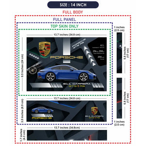 Blue Porsche 911 Carrera GTS RS Dark Topographic Design Laptop Skin - View 7