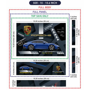 Blue Porsche 911 Carrera GTS RS Dark Topographic Design Laptop Skin - View 8