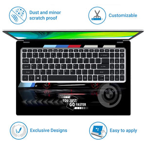 BMW Black M Stripe Speed Sedan Laptop Skin - View 5