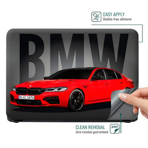BMW M Series Red Sedan Laptop Skin - View 4