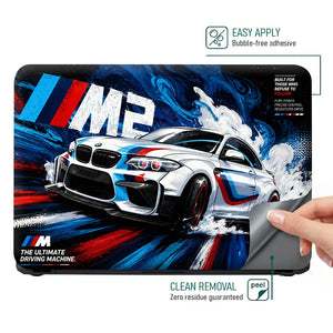 BMW M2 Comic Art Front Drift Laptop Skin - View 4