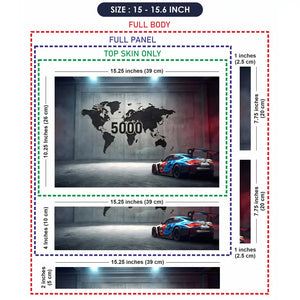 BMW M4 GT3 5000 World Map Front Laptop Skin - View 8