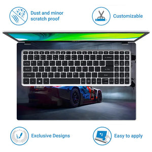 BMW M4 GT3 5000 World Map Rear Laptop Skin - View 5