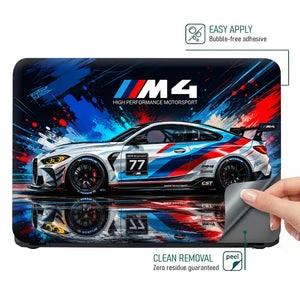 BMW M4 Race Car 77 Diagonal Laptop Skin - View 4