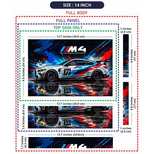 BMW M4 Race Car 77 Diagonal Laptop Skin - View 7