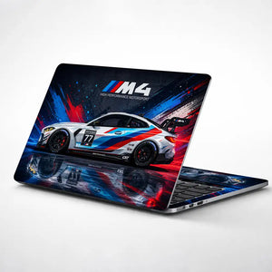 BMW M4 Race Car 77 Side Splash Laptop Skin - View 1